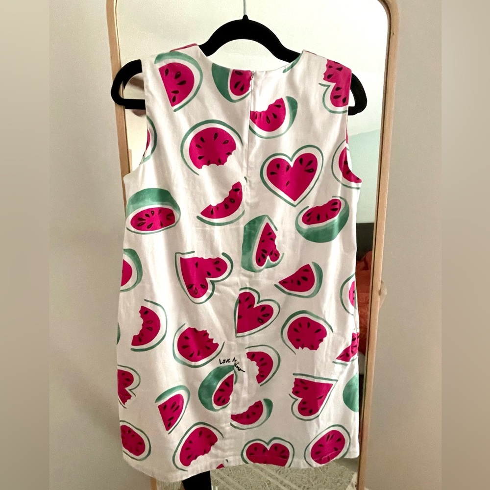 Love Moschino All Over Heart Watermelon Print Shift Dress White Pink M 6 - Picture 10 of 10